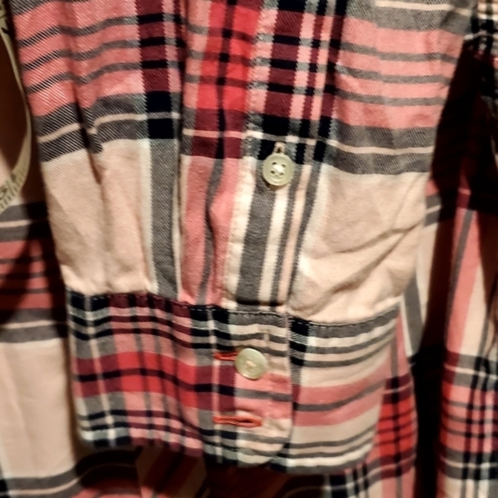 Talbots Pink Plaid Cotton Button Down Shirt Top Blouse Women Size Large - Picture 4 of 7